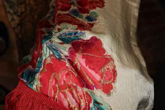 A 1920s-30s lame silk shawl